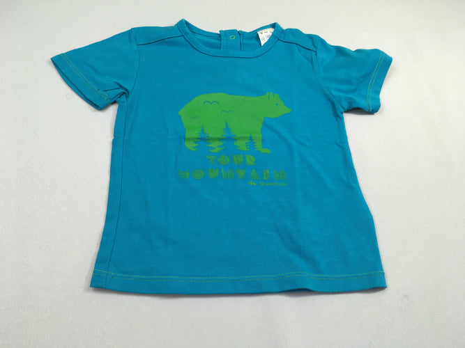 T-shirt m.c turquoise ours, moins cher chez Petit Kiwi