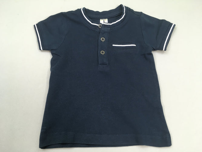 T-shirt m.c coton piqué bleu marine poche, moins cher chez Petit Kiwi