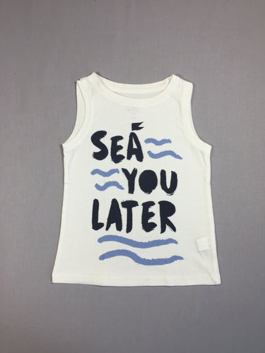 T-shirt s.m blanc "Sea you later", moins cher chez Petit Kiwi
