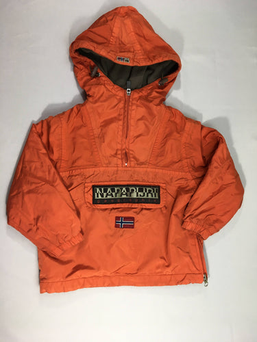 Veste orange à capuche à enfiler Napapijri doublé polar, moins cher chez Petit Kiwi