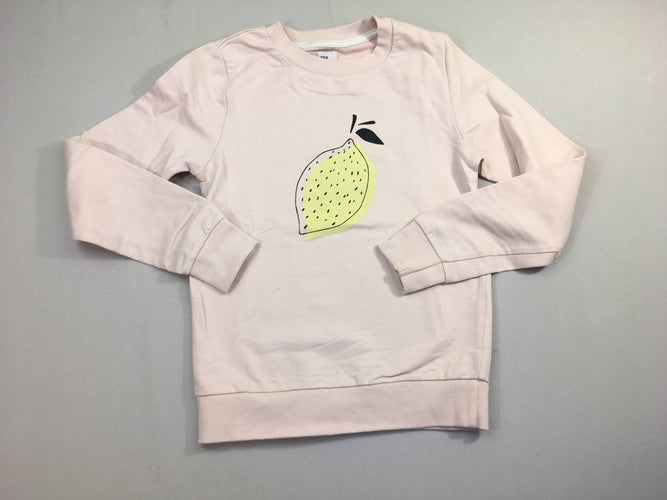 Sweat rose pâle citron, légèrement bouloché, moins cher chez Petit Kiwi