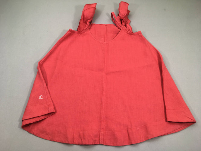 Robe fines bretelles 100% lin corail, moins cher chez Petit Kiwi