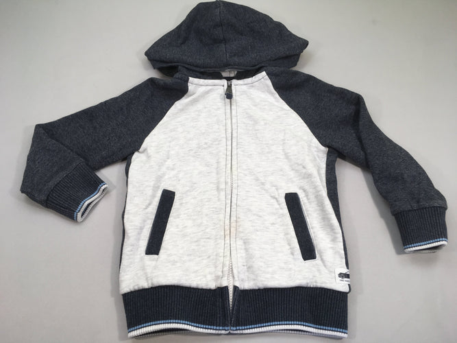 Sweat zippéà capuche gris chiné/gris foncé, moins cher chez Petit Kiwi