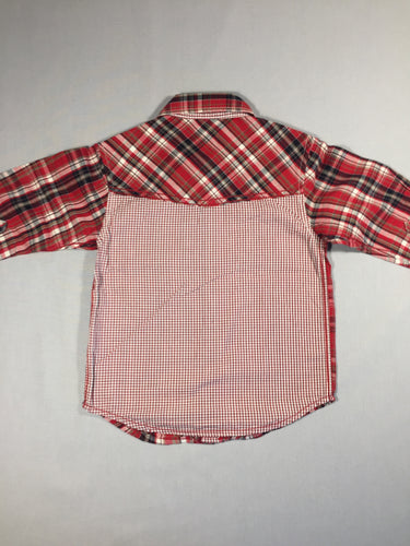 Chemise m.l carreaux rouge/marine/blanc/brun clair (voir le dos), moins cher chez Petit Kiwi