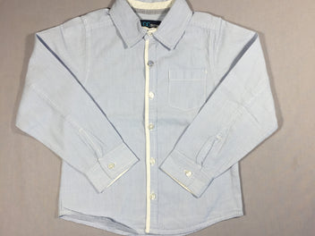 Chemise m.l lignée bleu/blanc - bord blanc