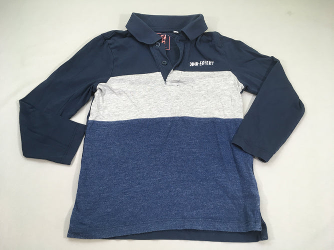 Polo m.l jersey bleu marine gris chiné Dino, moins cher chez Petit Kiwi