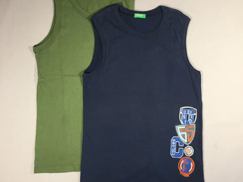 2 T-shirt s.m - bleu focage à l'avant - vert flocage à l'arrière