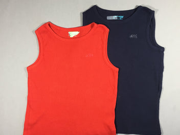2 T-shirt s.m finement côtelé - rouge/bleu foncé