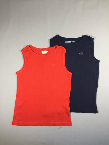 2 T-shirt s.m finement côtelé - rouge/bleu foncé, moins cher chez Petit Kiwi