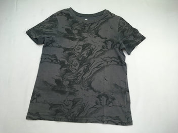 T-shirt m.c gris effet motifs noirs