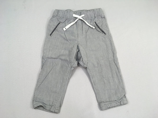 Pantalon blanc ligné gris doublé jersey, moins cher chez Petit Kiwi