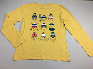 T-shirt m.l jaune têtes de bonhommes au ski xxl