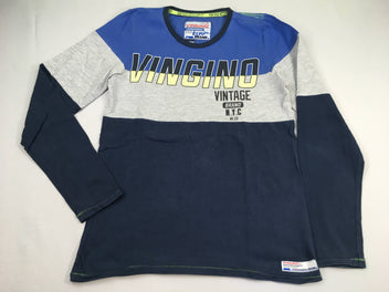 T-shirt m.l bleu, gris flammé, bleu marine  