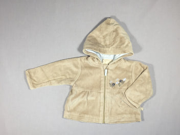 Gilet à capuche velours beige