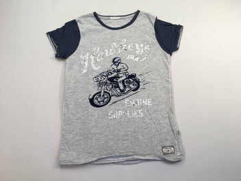 T-shirt m.c gris chiné/bleu marine moto
