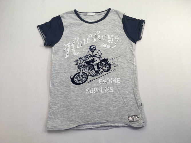 T-shirt m.c gris chiné/bleu marine moto, moins cher chez Petit Kiwi