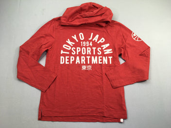 T-shirt m.l à capuche rouge flammé Sports