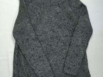 Pull col roulé mailles gris légèrement ajouré