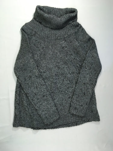 Pull col roulé mailles gris légèrement ajouré, moins cher chez Petit Kiwi