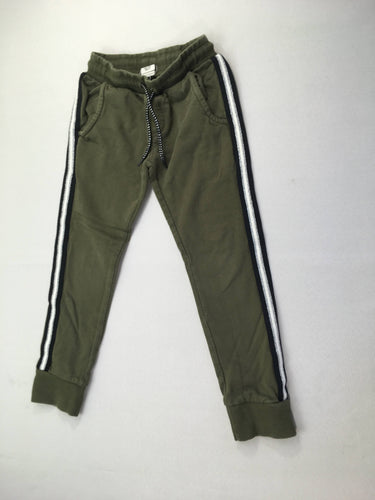 Pantalon molleton vert, liseret argenté, légèrement bouloché, moins cher chez Petit Kiwi