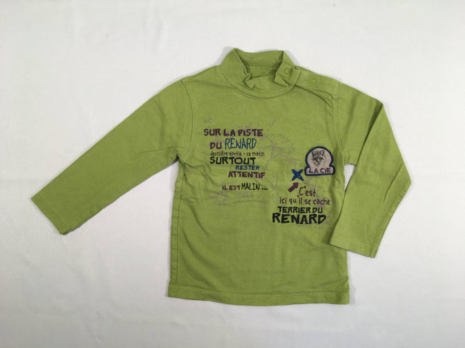 T-shirt m.l col montant vert Renard, moins cher chez Petit Kiwi