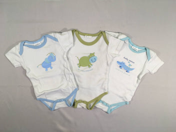 3 Bodies m.c blanc col bleu/vert bleu éléphant