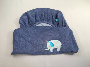 Housse de matelas à langer éponge bleu éléphant