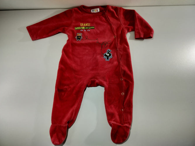 Pyjama velours rouge "grande exposition des petits de la cie", moins cher chez Petit Kiwi