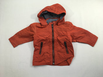 Veste coupe-vent orange à capuche amovible