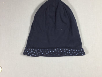 Bonnet jersey bleu  - revers coeurs