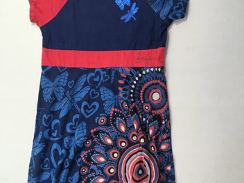 Robe m.c jersey bleu/rose strass