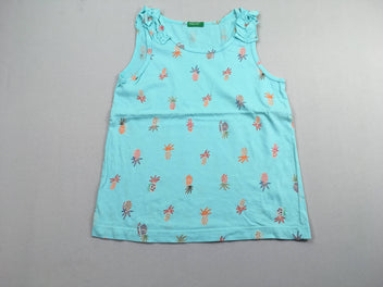 Débardeur bleu ananas vif froufrous sequins