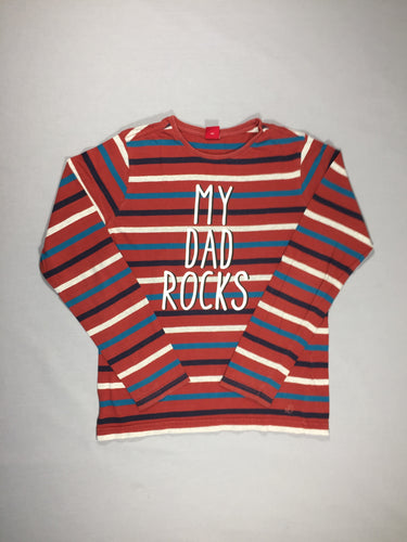 T-shirt m.l ligné brun/blanc/bleu foncé/bleu bouteille "My Dad Rocks", moins cher chez Petit Kiwi