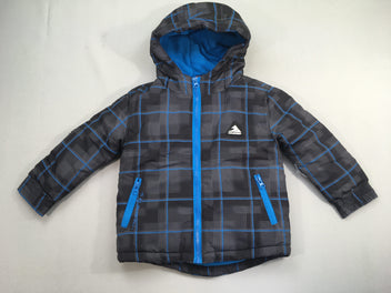 Veste à capuche ouatinée noir à carreaux bleu Longboard-Ski