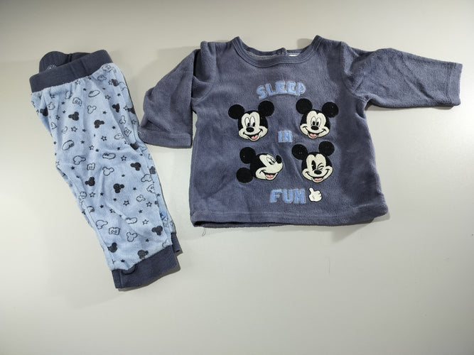 Pyjama 2pcs velours bleu Mickey, moins cher chez Petit Kiwi
