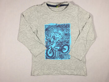 T-shirt m.l gris - flocage turquoise - vélo