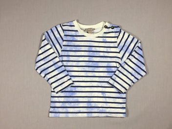 T-shirt m.l ligné bleu/blanc - effet ombres bleues