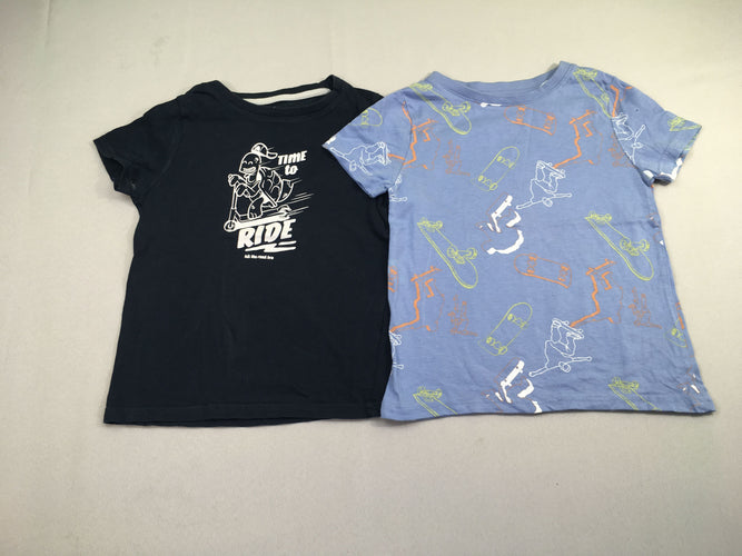 Lot de 2 t-shirts m.c bleu foncé tortue trottinette/bleus kate, moins cher chez Petit Kiwi