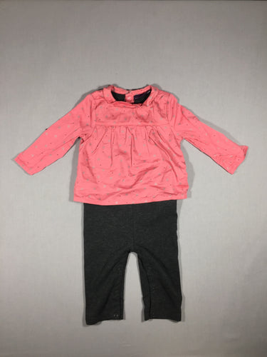 Combi jersey gris foncé +robe/tunique rose avec flocons argentés, moins cher chez Petit Kiwi