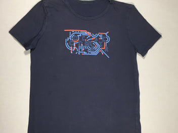 T-shirt m.c bleu foncé - flocage bleu et orange