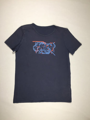 T-shirt m.c bleu foncé - flocage bleu et orange, moins cher chez Petit Kiwi