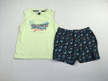 Pyjashort 2pc jersey s.m vert surf, tache sur le devant