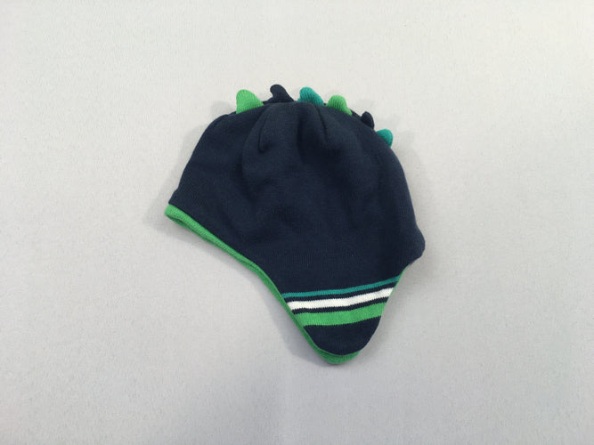 Bonnet bleu foncé vert crête, 41cm, moins cher chez Petit Kiwi