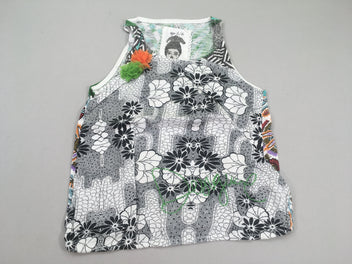 T-shirt s.m blanc motifs fleuris tulle