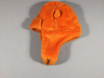 Bonnet orange  en velours style chapka (3-4a)