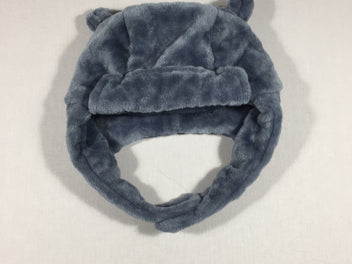 Bonnet bleu en velours style chapka (T4 53 cm)