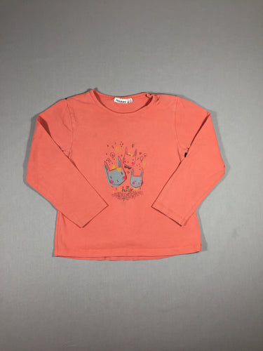 T-shirt m.l rose-corail - lapins - petites taches discrètes, moins cher chez Petit Kiwi