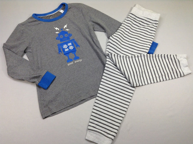 Pyjama 2pcs jersey gris robots bouloché, moins cher chez Petit Kiwi