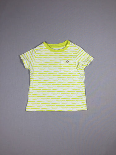 T-shirt m.c blanc ligné vert/jaune, moins cher chez Petit Kiwi