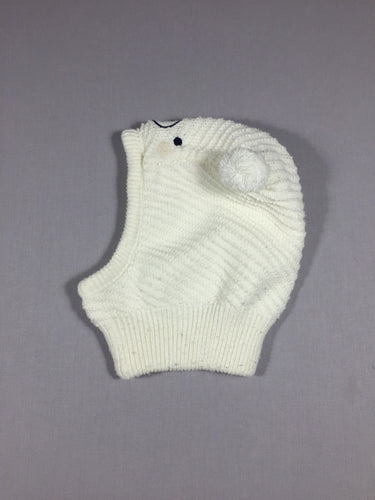 Bonnet/cagoule blanche texturée - T2 - 45 cm  (petit ours), moins cher chez Petit Kiwi